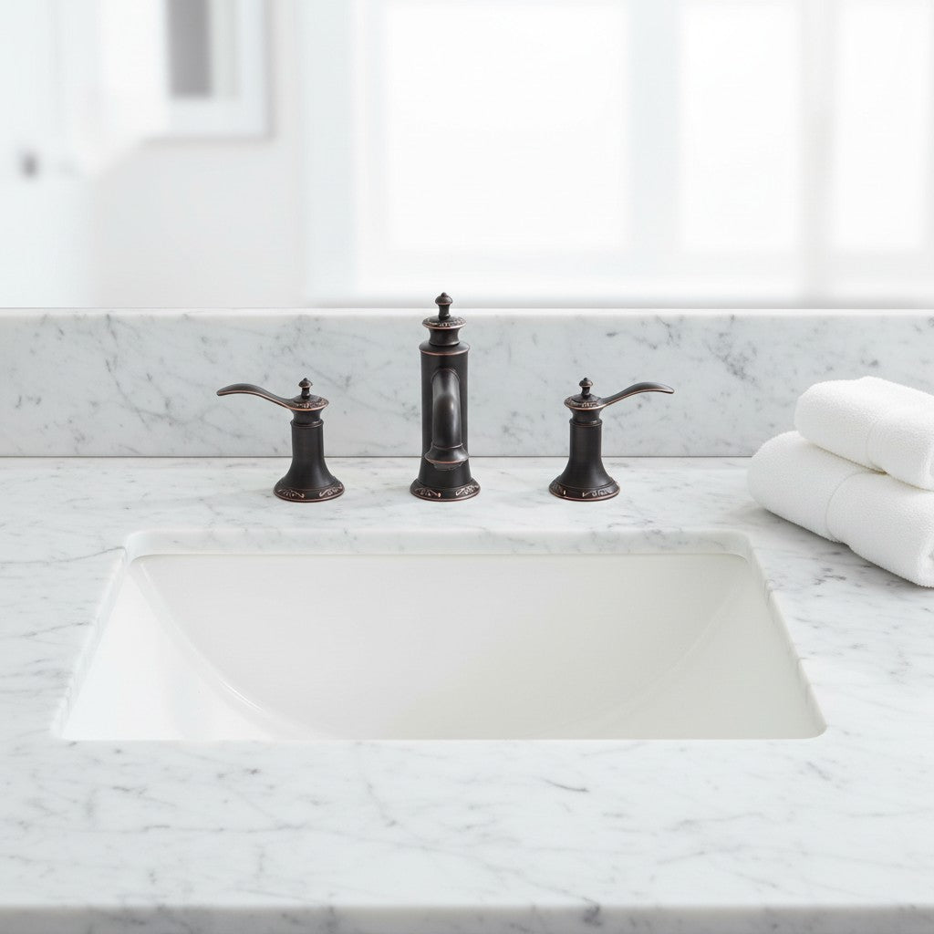 Oil Rubbed Bronze Widespread Bathroom Faucet 3 Hole – Classic Transitional Vanity Faucet (8 Inch Centers)