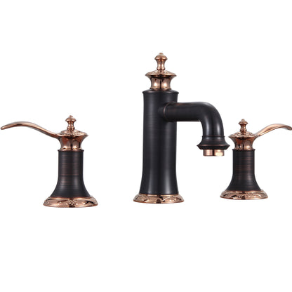 Artesian 3 Hole Oil Rubbed Bronze Widespread Bathroom Faucet Bronzed/Rose Gold-M125ORB/RG