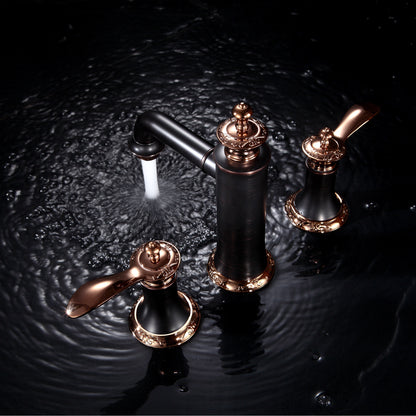 Artesian 3 Hole Oil Rubbed Bronze Widespread Bathroom Faucet Bronzed/Rose Gold-M125ORB/RG