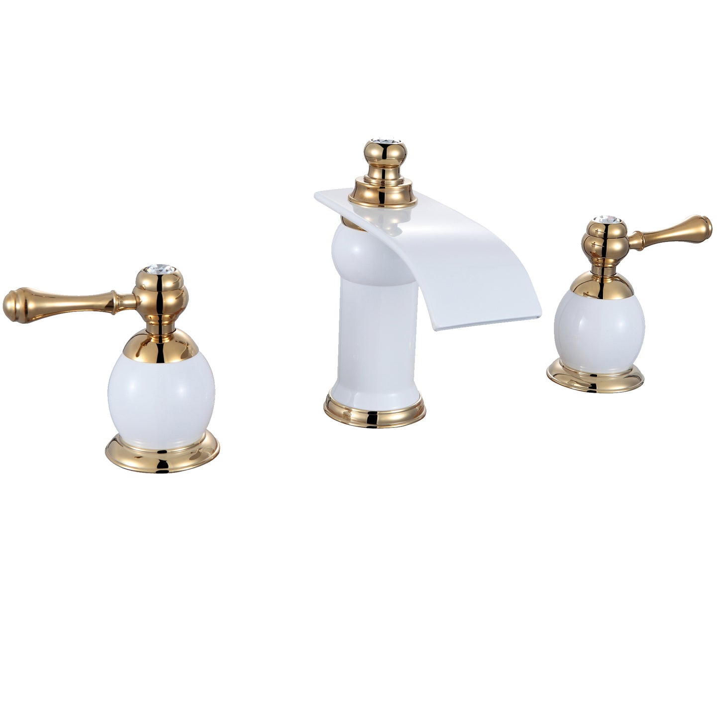 Angelo 3 Hole Contemporary Widespread Bathroom Faucet White/Gold-M145G/W