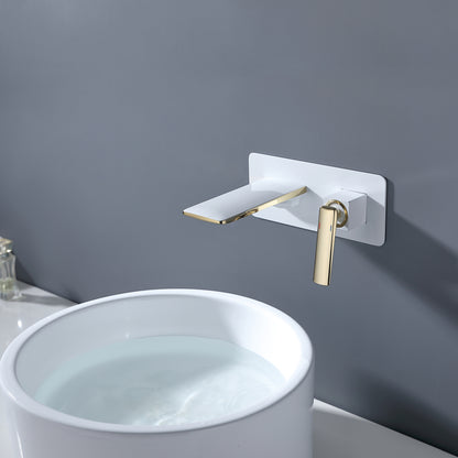 Modern Style Wall Mounted Waterfall Bathroom Sink Faucet in White/Gold and Black/Rose Gold available-M146