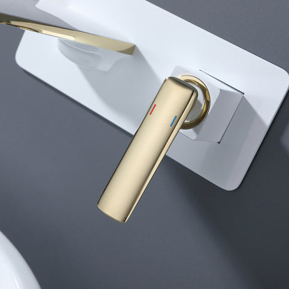 Modern Style Wall Mounted Waterfall Bathroom Sink Faucet in White/Gold and Black/Rose Gold available-M146